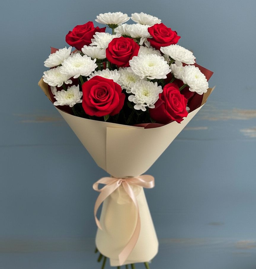 Букет цветов из: Розы и Хризантемы в Дятьково