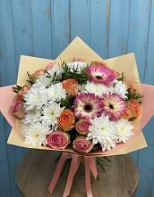 Букет цветов из:  Розы, Герберы и Хризантемы в Дятьково