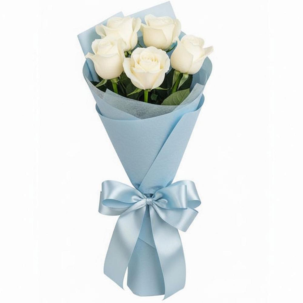 Букет 5 Белых роз Проуд в Дятьково