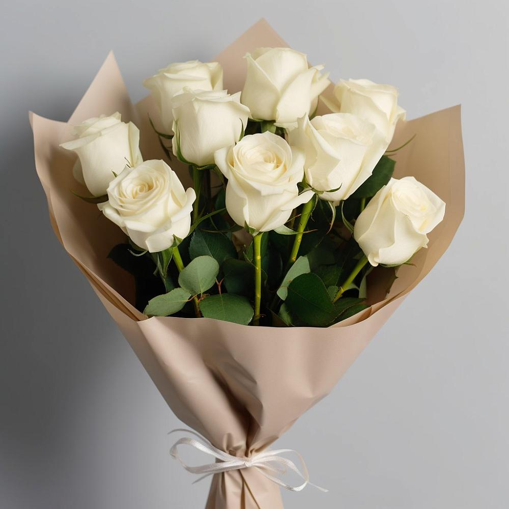 Букет 9 Белых роз Эдлесс Лав в Дятьково