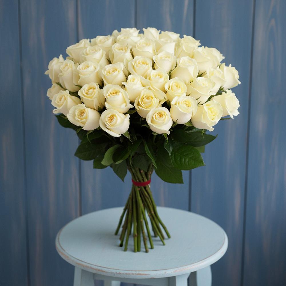 Букет 51 Белая роза Эдлесс Лав в Дятьково