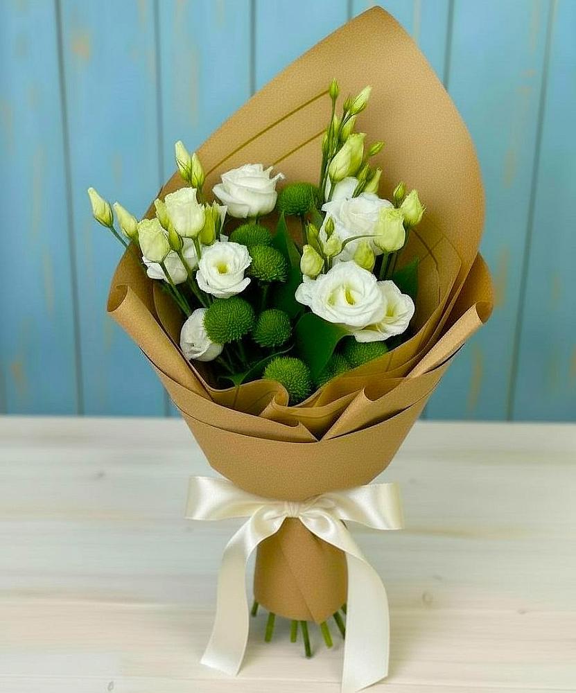 Букет цветов из: Хризантемы и Лизиантусы в Дятьково