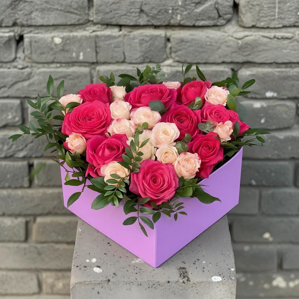 Цветочная композиция из Розы в коробке в Дятьково