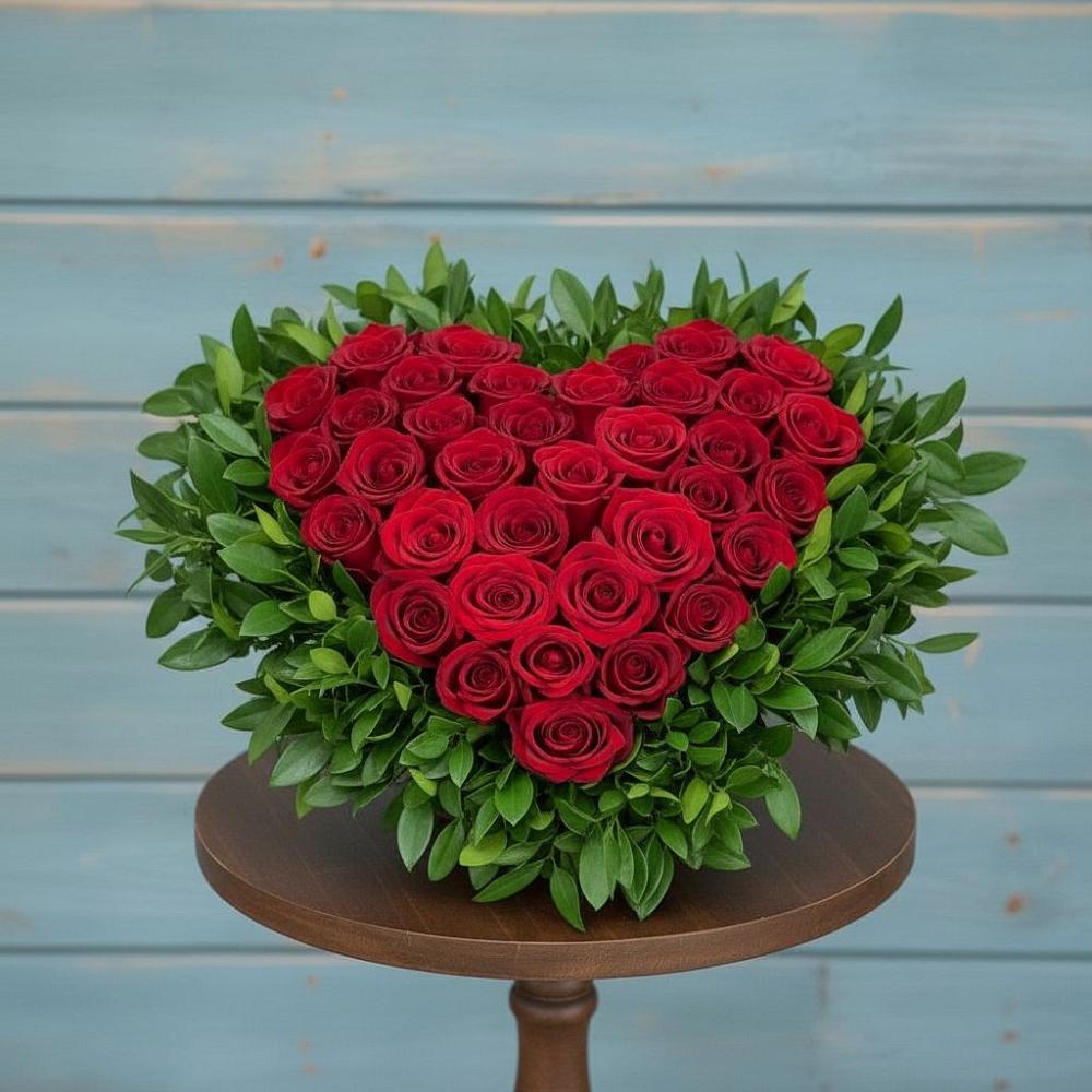 Цветочная композиция из Розы в виде сердца в Дятьково