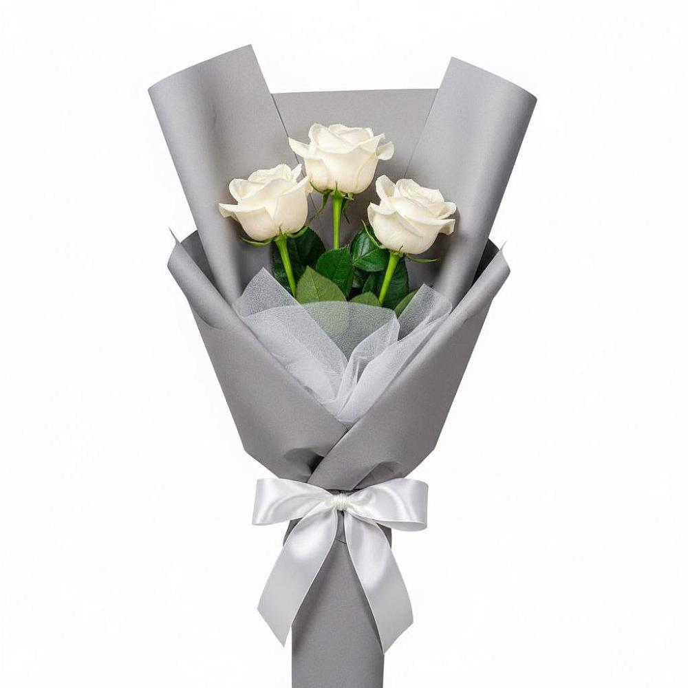 Букет 3 белые розы в Дятьково