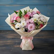 Букет цветов из:  Хризантемы, Альстромерии и Розы в Дятьково