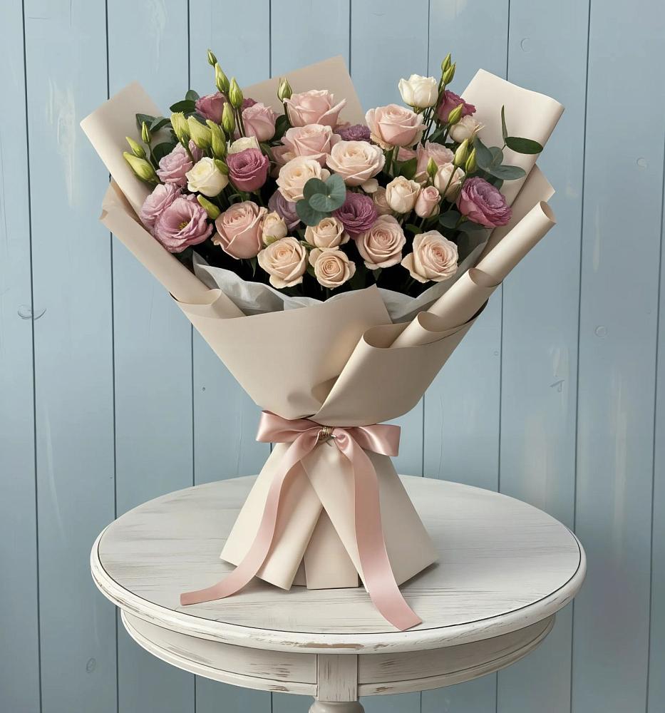 Букет цветов из: Розы и Лизиантусы в Дятьково