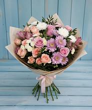 Букет цветов из:  Хризантемы, Розы и Альстромерии в Дятьково